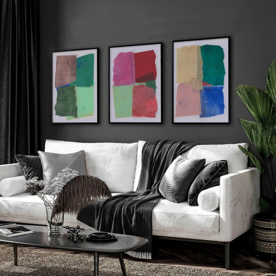 Set of 3 abstract collages