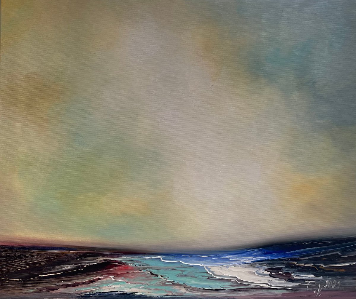 Impressionistic Landscape Oil Painting By Timea Valsami, 24 X 20", Silent Realm, Original Artwork