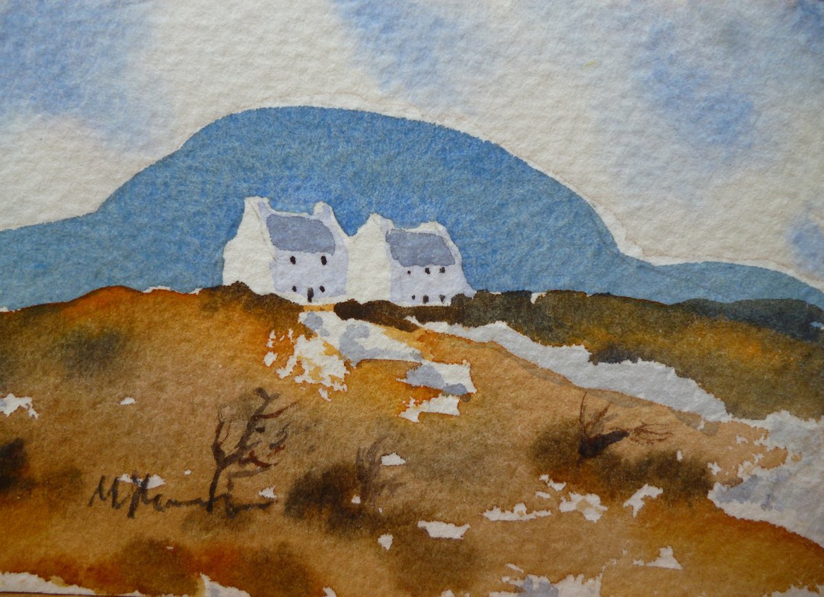 Cottages near Slievemore by Maire Flanagan