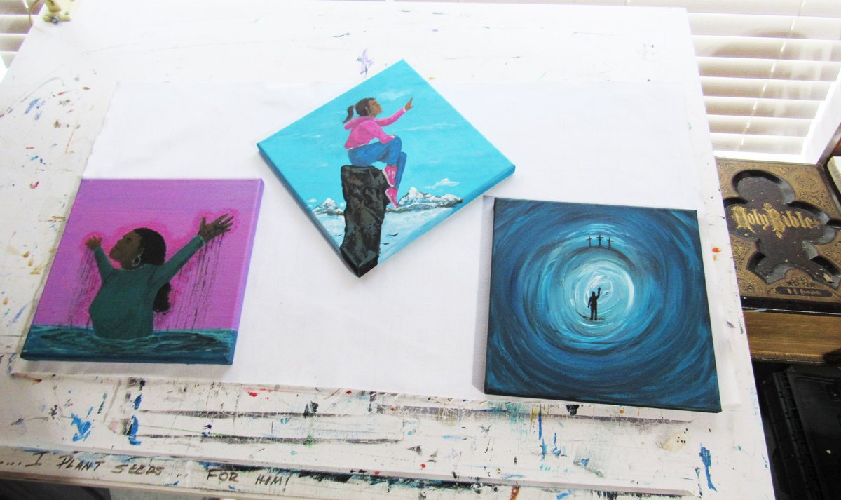 Impressionistic Portrait Acrylic Painting By William F. Adams, 30 X 10", Inspirational Art #59, Original Artwork