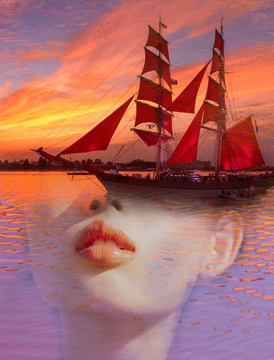 Illustrative Portrait Photograph By Srdjan Jevtic, 31 X 41", Wind In My Sails, Original Artwork