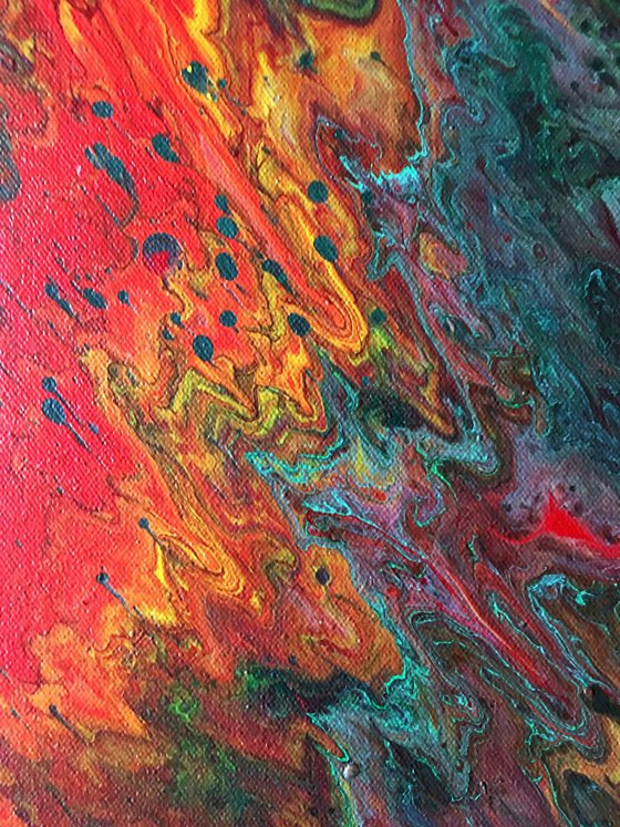 "Up In Flames" - FREE WORLDWIDE SHIPPING - Original Abstract PMS Fluid Acrylic Painting - 24 x 24 inches