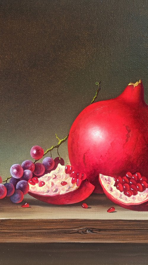 Still life with pomegranate and grape by Sergei Miqaielyan