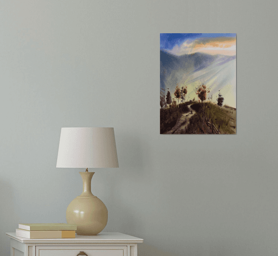 Landscape painting. Original watercolor artwork. One of a kind art.