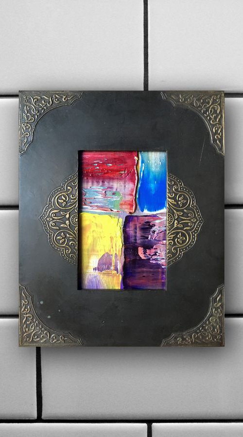 "All In" -  Original PMS Micro Painting On Glass, Framed - 8 x 10 inches by Preston M. Smith (PMS)