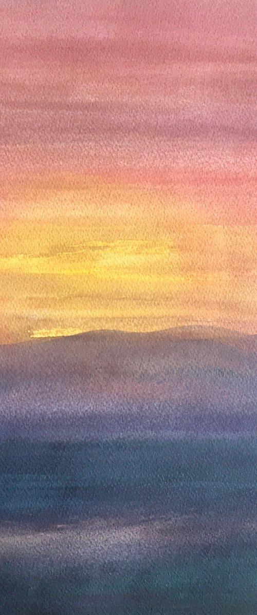 Sunset over Arne and the Purbeck hills by Samantha Adams