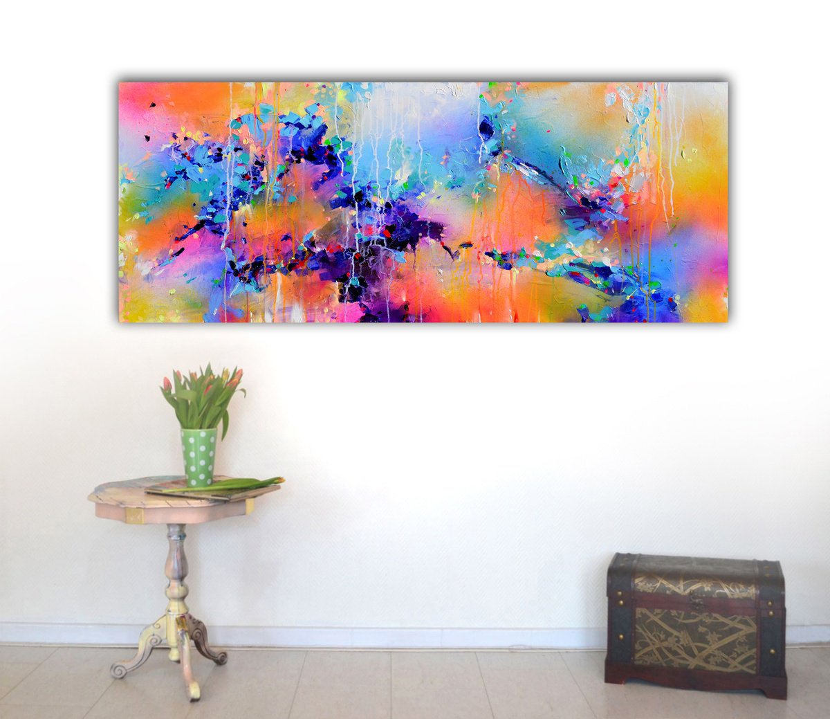 Organic Abstract Acrylic Painting By Soos Roxana Gabriela, 59 X 24", Fresh Moods 101, Original Artwork