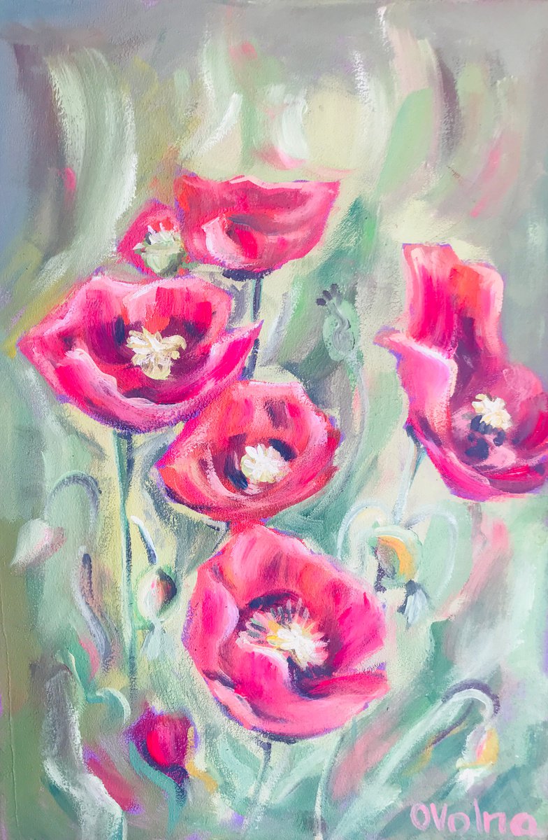 Pink Poppies by Olga Volna