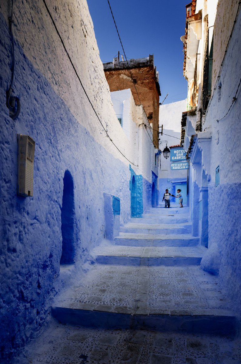 Photorealistic Cityscapes Photograph By Tom Hanslien, 60 X 90", Playtime In Blue, Original Artwork