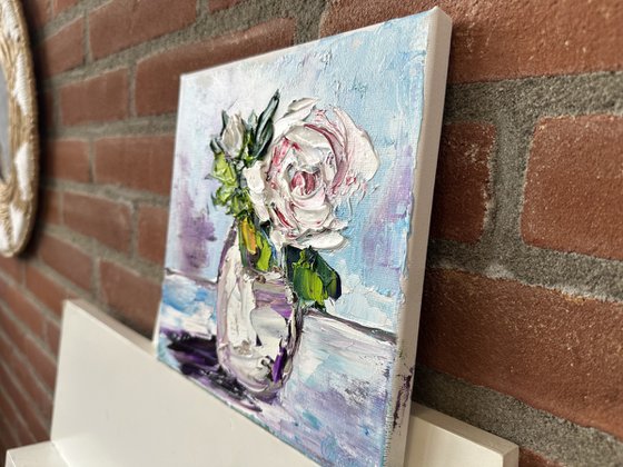 White Rose deep impasto