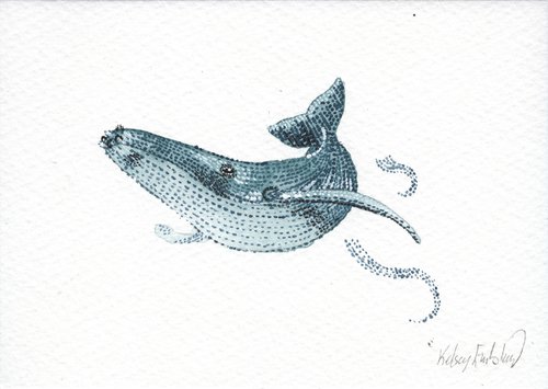 Original Humpback Whale 4.1 x 5.8 inch by Kelsey Emblow
