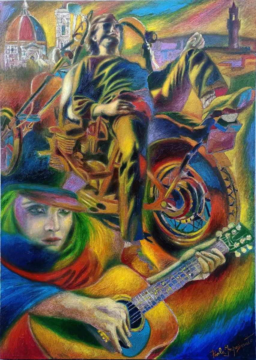 Expressive Portrait Oil Painting By Paola Imposimato, 20 X 28", A Rest In The Hills, Original Artwork