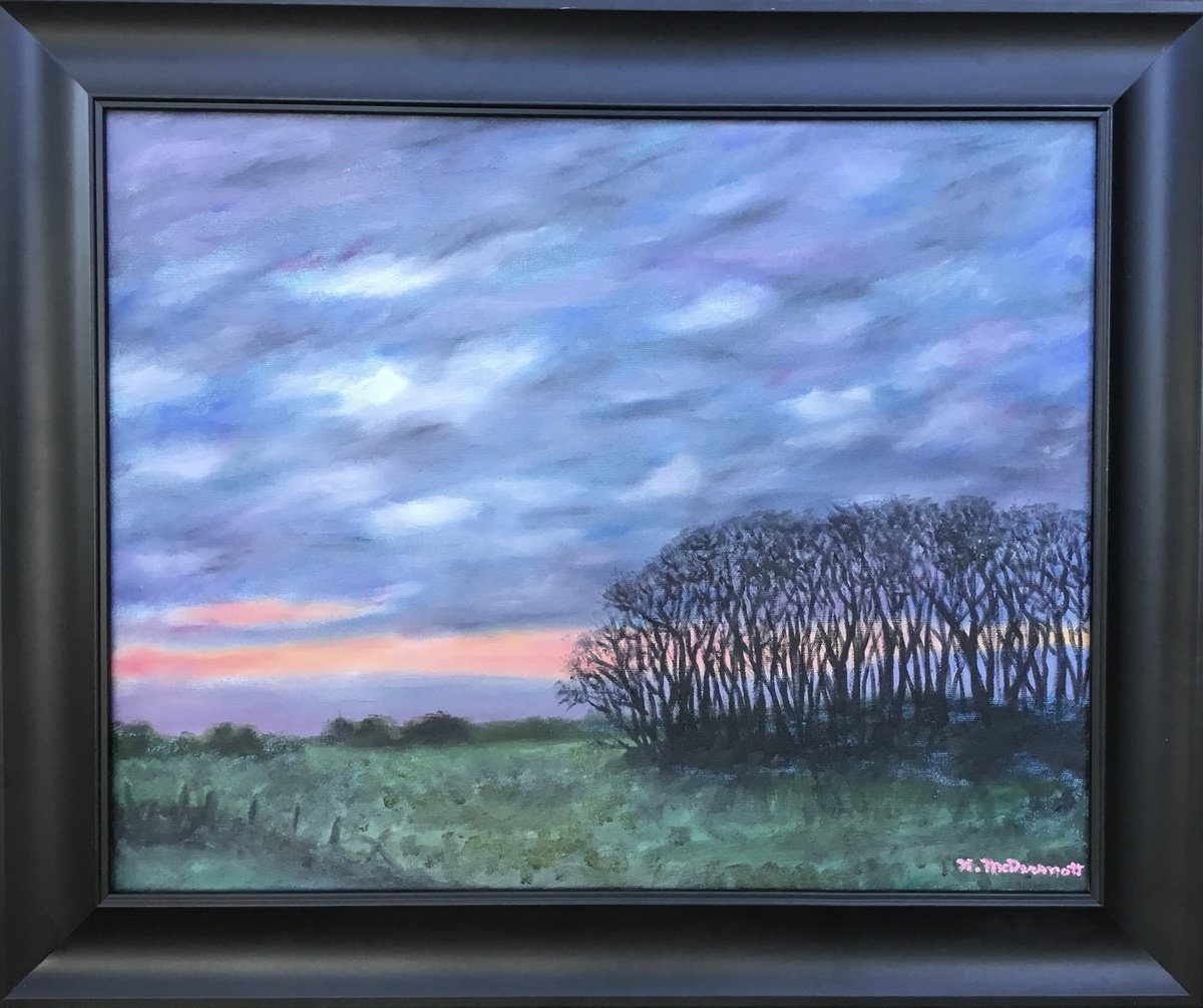 Impressionistic Landscape Oil Painting By Kathleen Mcdermott, 24 X 20", Night Road To York, Original Artwork
