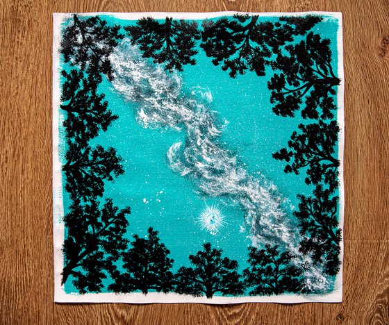 Turquoise night – moonlit forest