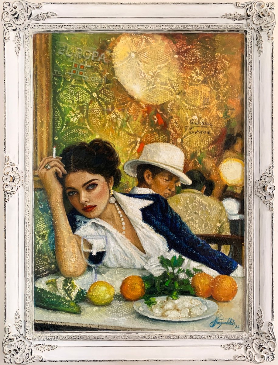 Expressive Portrait Oil Painting By Fatih Sungurtekin, 24 X 31, Fiskos, Original Artwork