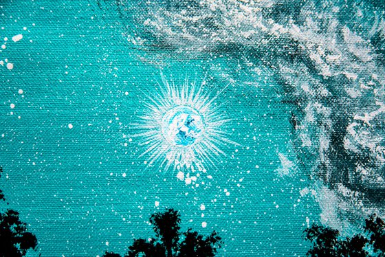 Turquoise night – moonlit forest