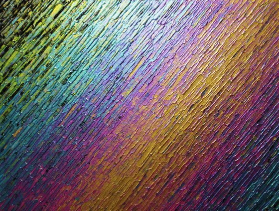 Iridescent gold pink blue green knife texture