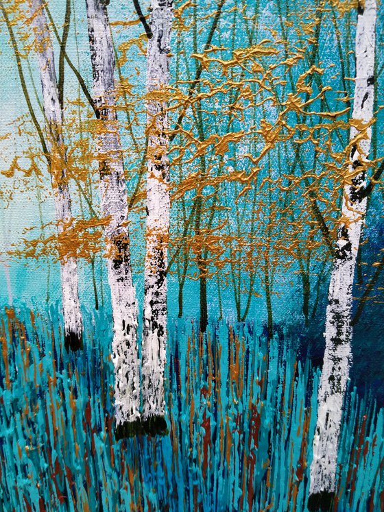 Golden Blue Birch Wood