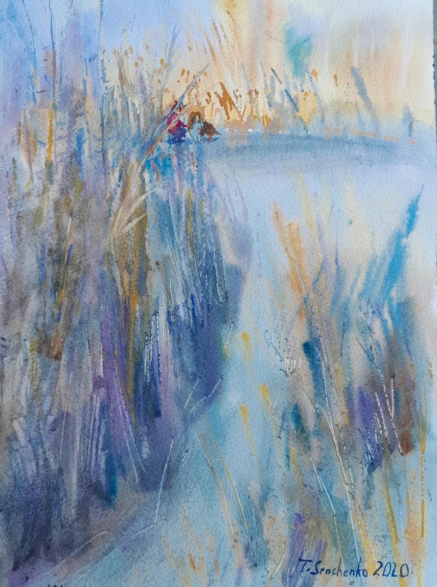 Impressionistic Watercolour , Walking With The Dog By Tanya Sun, 9 X 12, Artwork For Sale On Artfinder