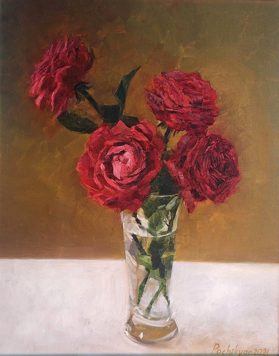 Pink Roses By Lana Pochikyan, 19 X 23, Artwork For Sale On Artfinder