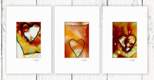Heart Collection 17 - 3 Small Matted paintings by Kathy Morton Stanion by Kathy Morton Stanion