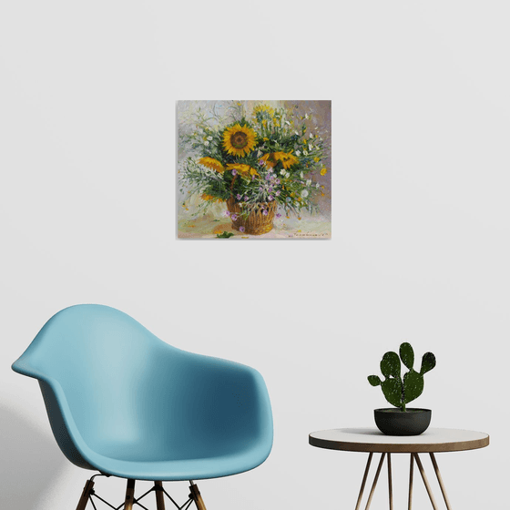 Wildflowers and sunflowers