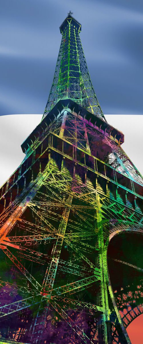 Eiffel Tower with French Flag by Marlene Watson