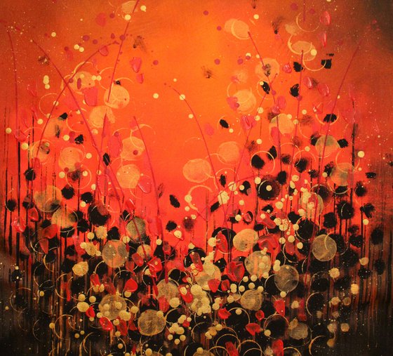 Perfect Atmosphere - Extra large original abstract floral landscape