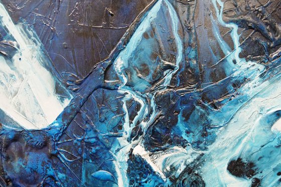 Blue Theory 200cm x 100cm Textured Abstract Art