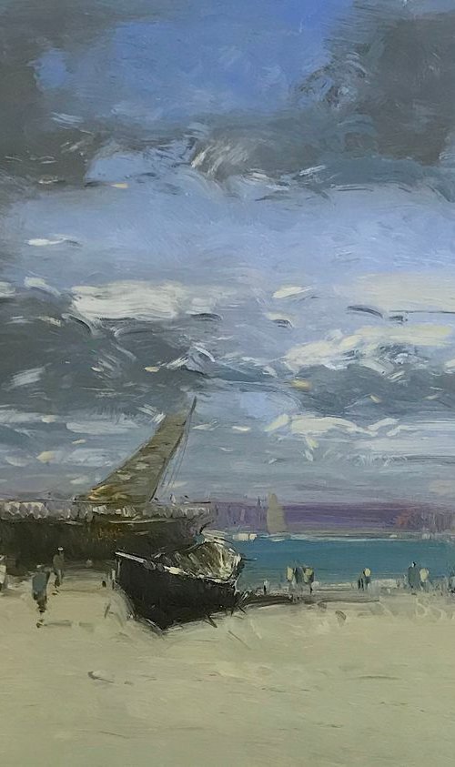 Harbor, Original oil painting, Handmade artwork, One of a kind by Vahe Yeremyan