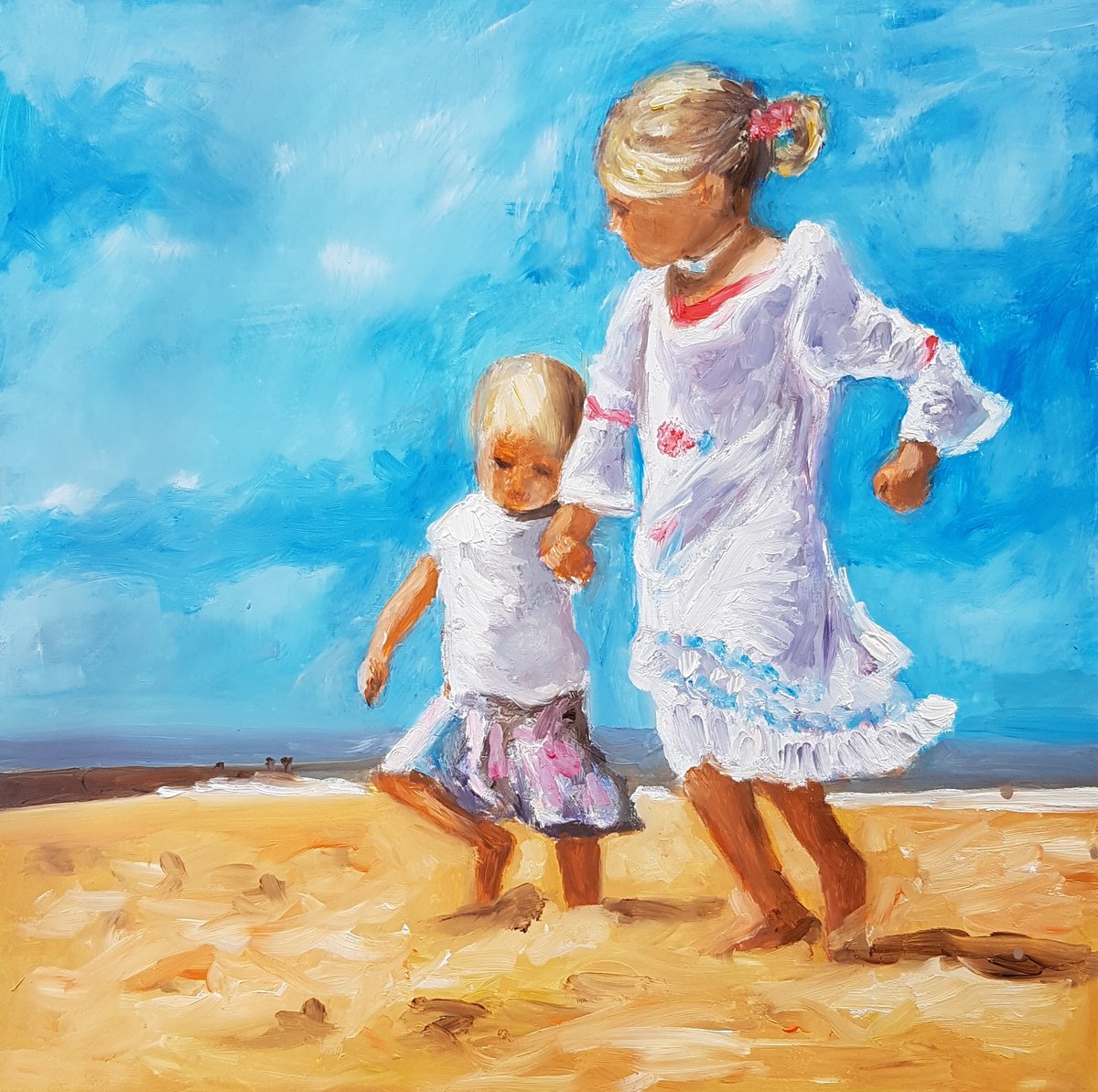 Children at the beach by Els Driesen