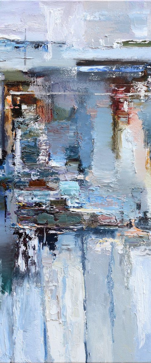 Gray Abstract Painting - 80 x 90 cm by Anastasiia Valiulina