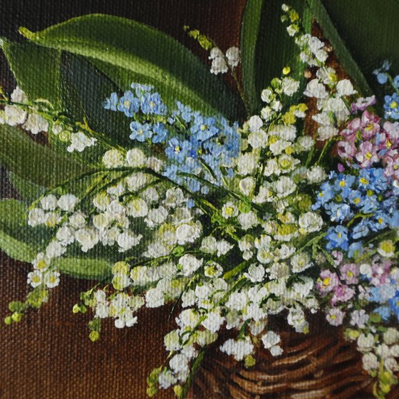 Lily of the Valley in Wicker Basket