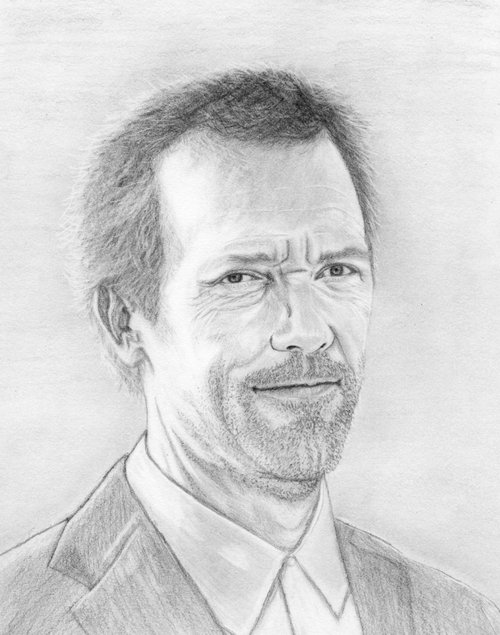 Hugh Laurie pencil portrait by Jing Tian