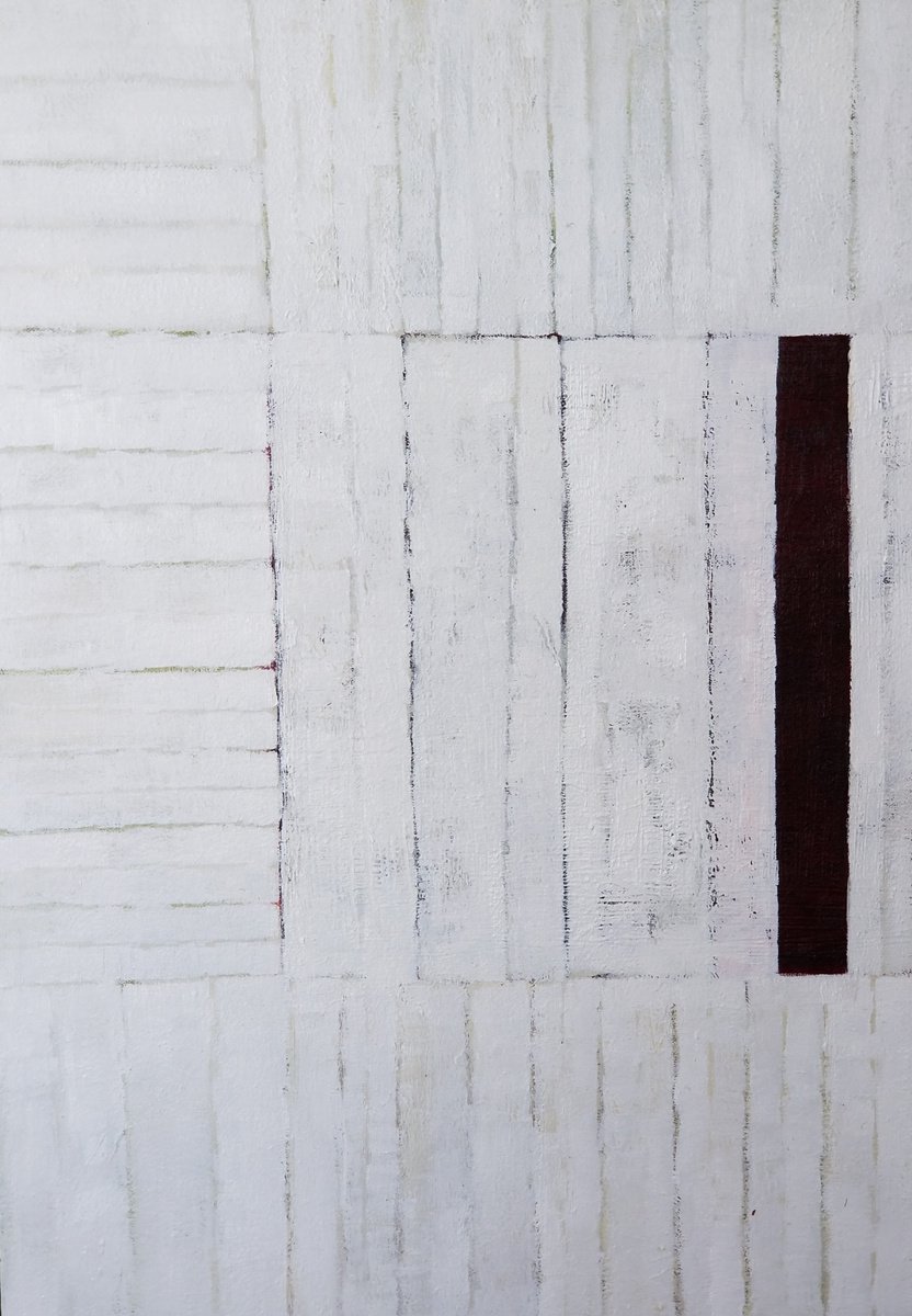 Geometric Abstract Oil Painting By Anna Jannack, 15 X 22, Biblioteca I, Original Artwork