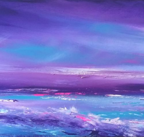 Amethyst Rise - Large Panoramic, XL, 100x40cm, Seascape Modern Art Office Decor Home by Mel Graham