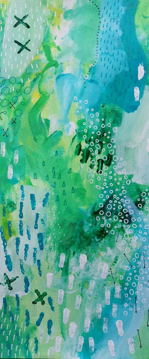 Green abstract on A3 paper by Bex Parker