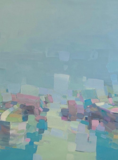 Harbor, Original oil painting, Handmade artwork, One of a kind by Vahe Yeremyan