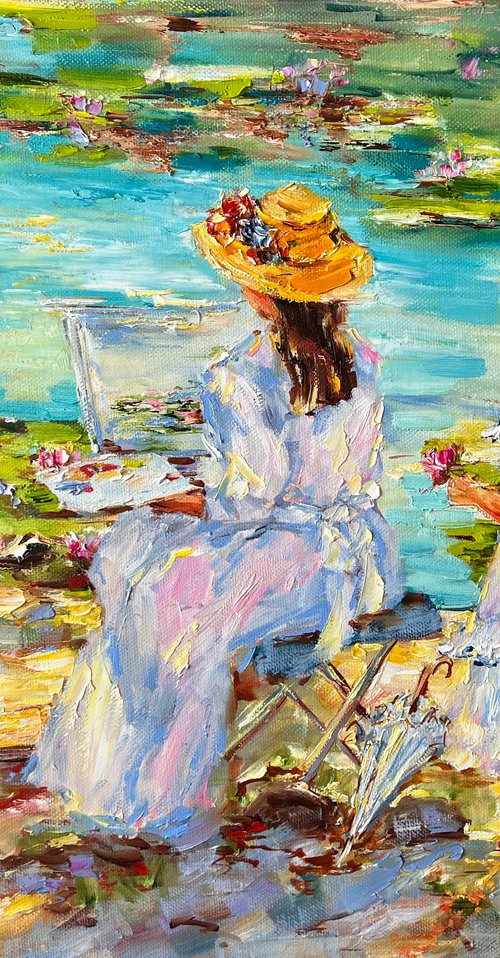 En plein air au bord de l'étang by Diana Malivani