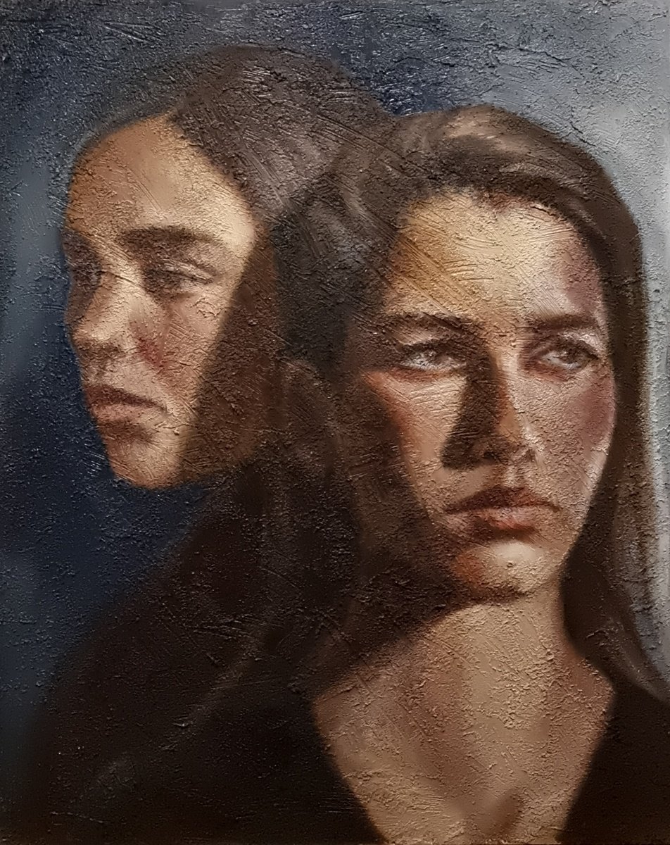 Expressive Portrait Oil Painting By Artmoods Tp, 16 X 20, Brighter Future, Original Artwork