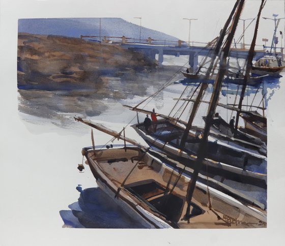 Sun shining, sailboats lining