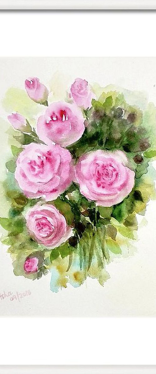 Pink Roses in Spring by Asha Shenoy