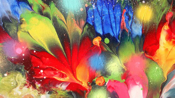 "Hummingbirds and Rainbow" LARGE painting