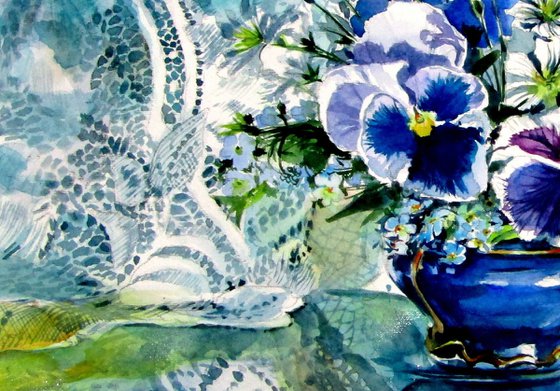 Still life with pansy flower