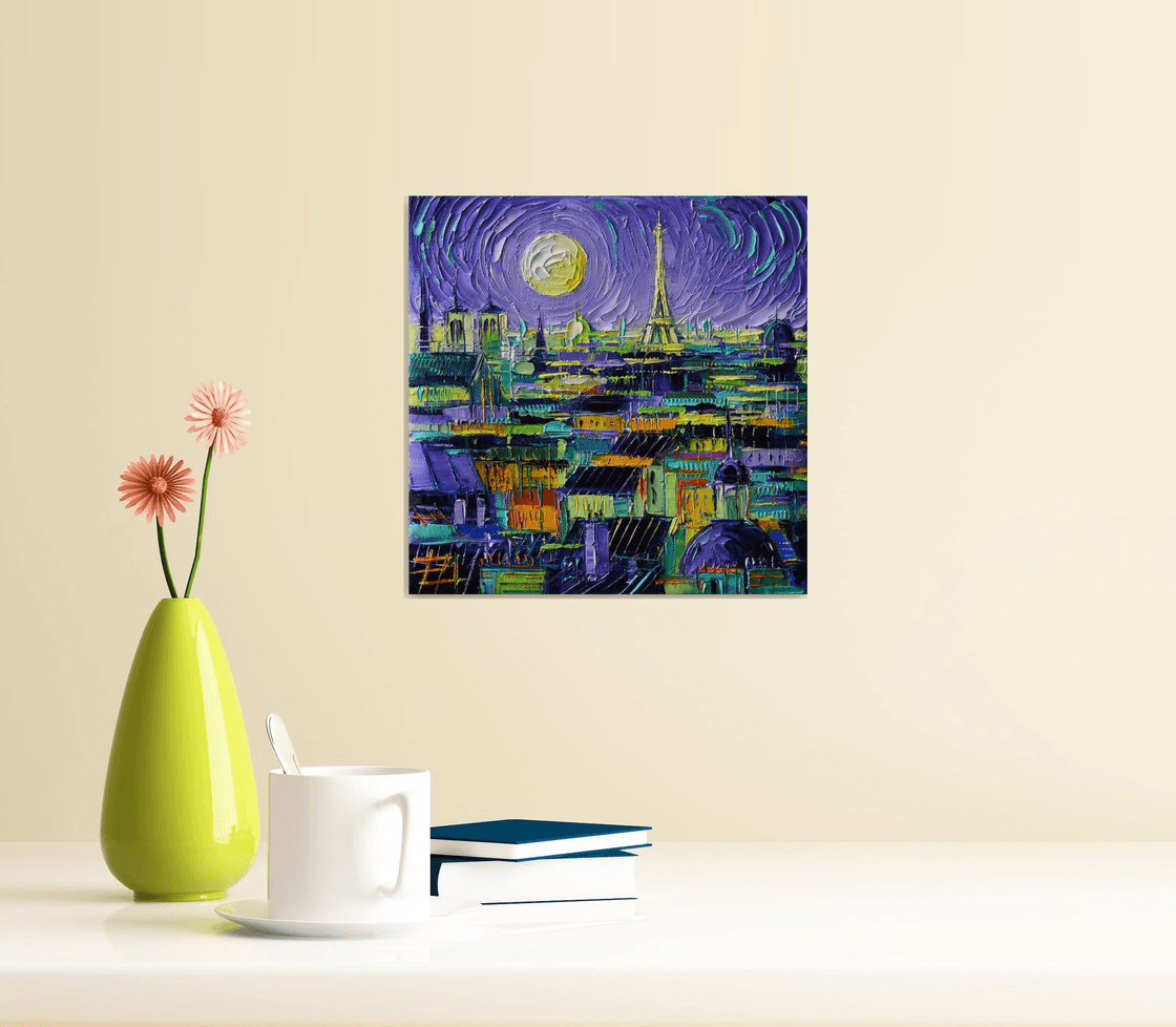 LAVENDER NIGHT LIGHT textured impressionism palette knife oil painting  Painting by Mona Edulesco - Fine Art America