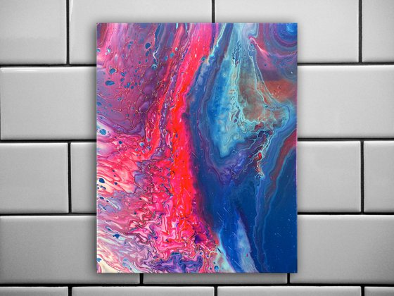 "Duality" - FREE USA SHIPPING - Original Abstract PMS Fluid Acrylic Painting - 16 x 20 inches