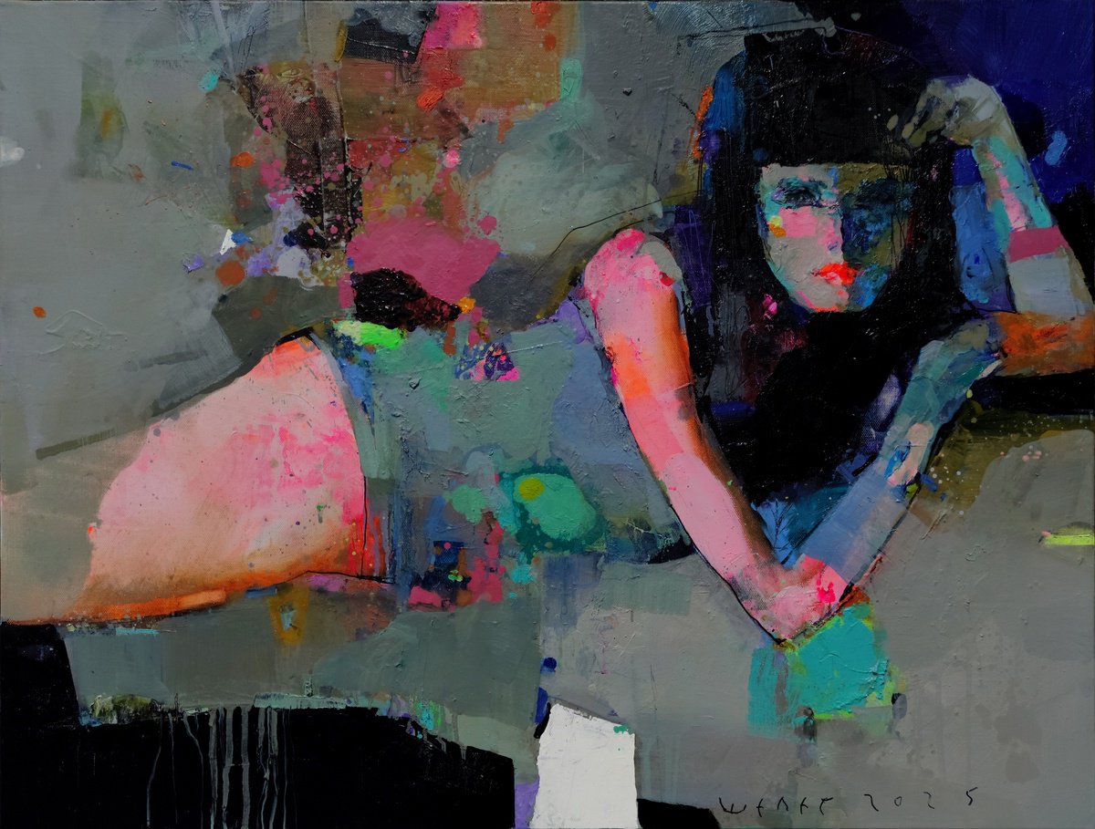 Impressionistic Portrait Oil Painting By Victor Sheleg, 31 X 24", Siesta, Original Artwork