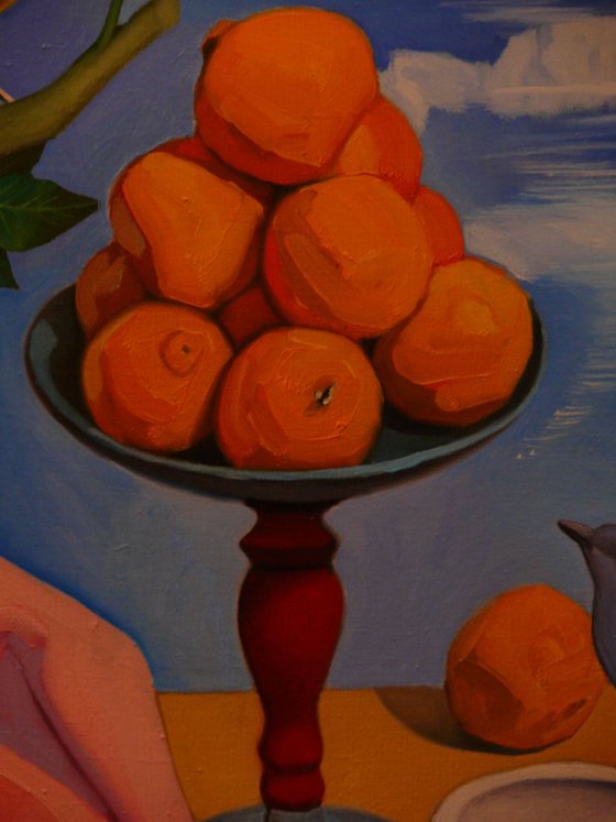 Still Life With Oranges And Birds