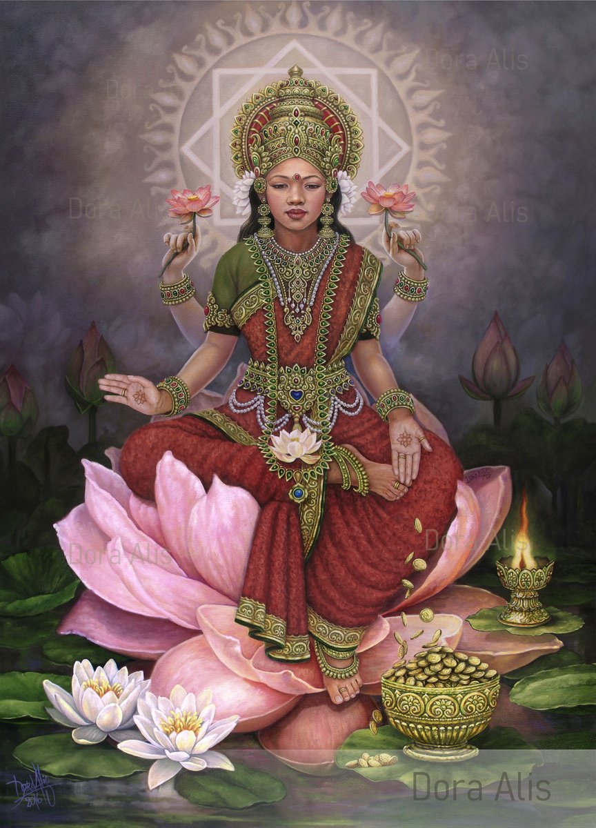 Expressive Portrait Oil Painting By Dora Alis Mera Velasco, 31 X 43, Maha Lakshmi, Original Artwork