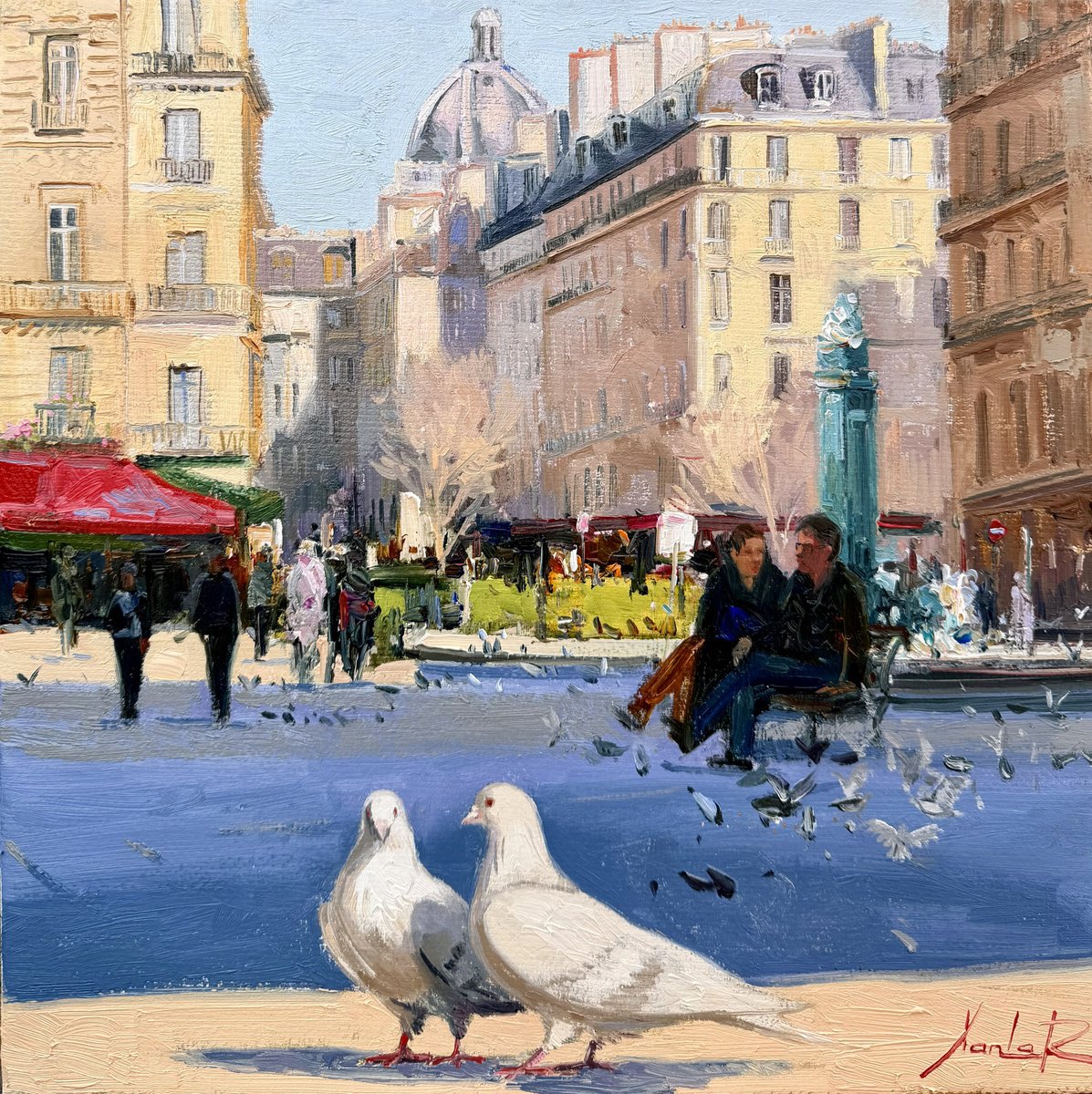 Love In The City Of Light By Khanlar Asadullayev, 14 X 14, Artwork For Sale On Artfinder